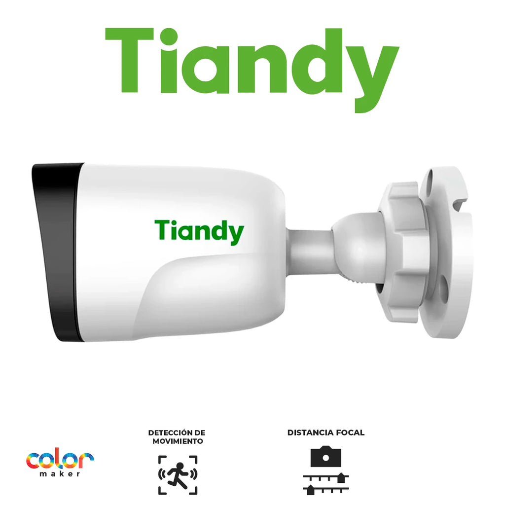 Tiandy TC-C321N 1ANB-28 Color 24/7 Micrófono IR 30m Lente 2.8mm 2MP IP67 PoE