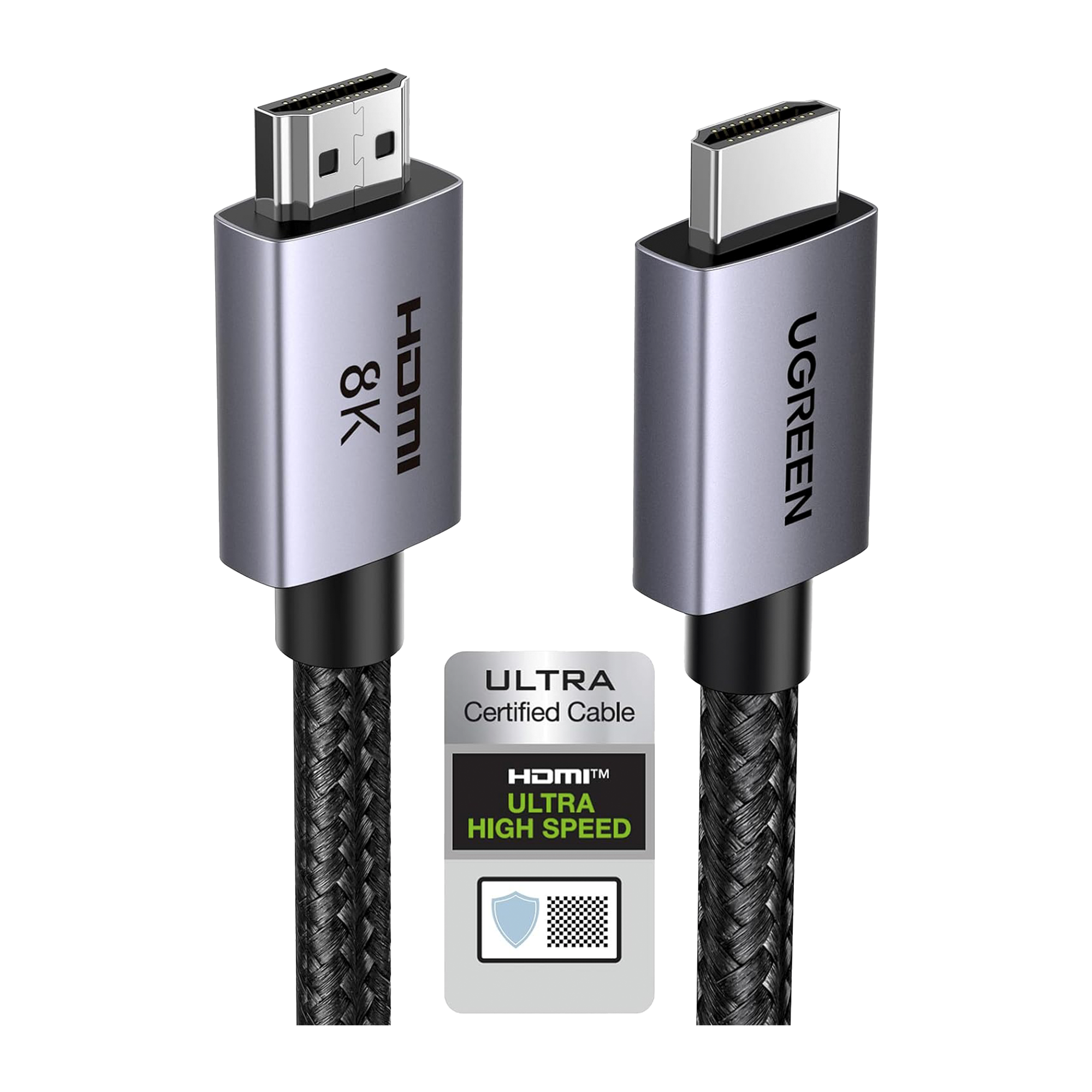 Cable HDMI 2.1 de 8K@60Hz | 2 Metros (6.56 Pies) | 48Gbps | HDR10+ | 3D Inversivo | eARC | Dolby ATMOS | VVR | QMS | QFT | ALLM | 3 Modos de Visualización | Certificado HDMI 8K | Niquelado | Nylon Tre