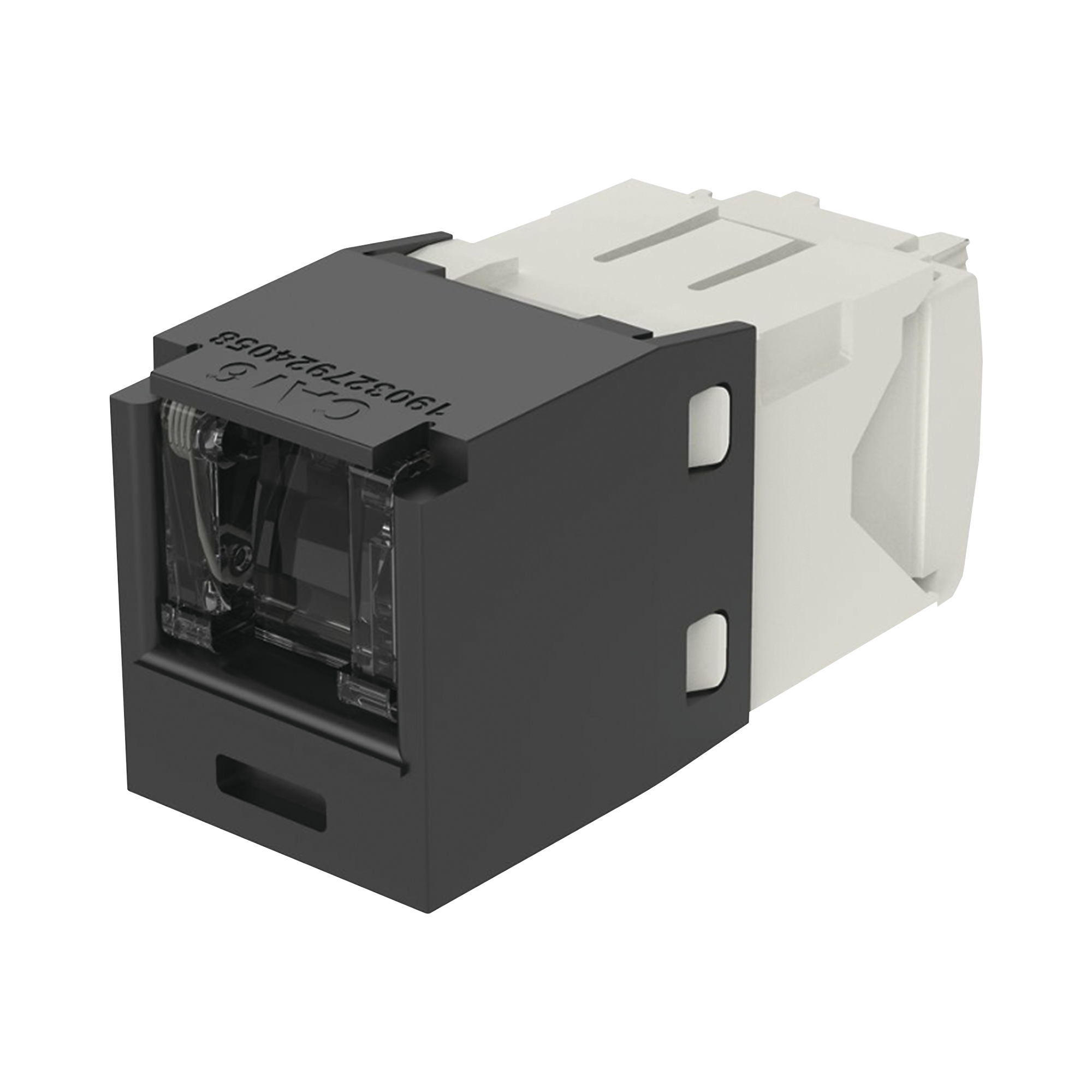 Conector Jack RJ45 Estilo TG con Ventana Mini-Com Categoría 6 de 8 Posiciones y 8 Cables Color Negro