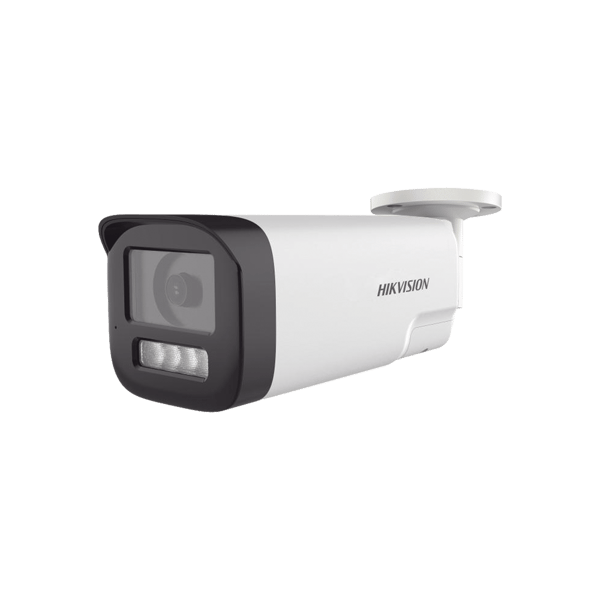 [Audio Bidireccional + Dual Light + ColorVu] Bala TURBOHD 4K (8 Megapixel) / Lente 3.6 mm / 80 mts IR EXIR + 80 mts Luz Blanca / Micrófono y Bocina Integrado / Exterior IP67 / Metal / dWDR | DS-2CE19U0T-LTS
