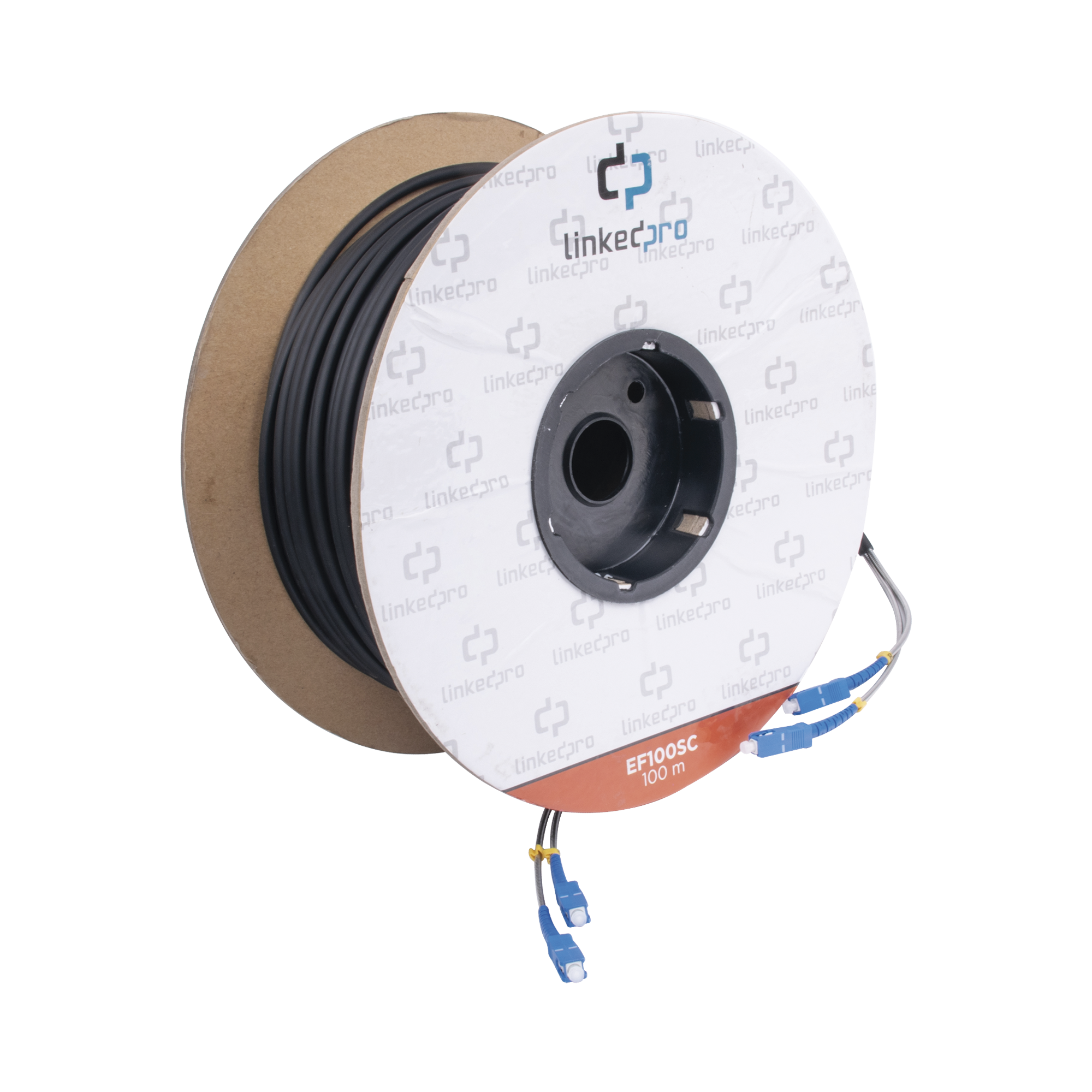 Carrete de Fibra Óptica Monomodo con Conectores SC-SC Duplex Reforzada con Kevlar de 100 Metros (328.08 Pies)