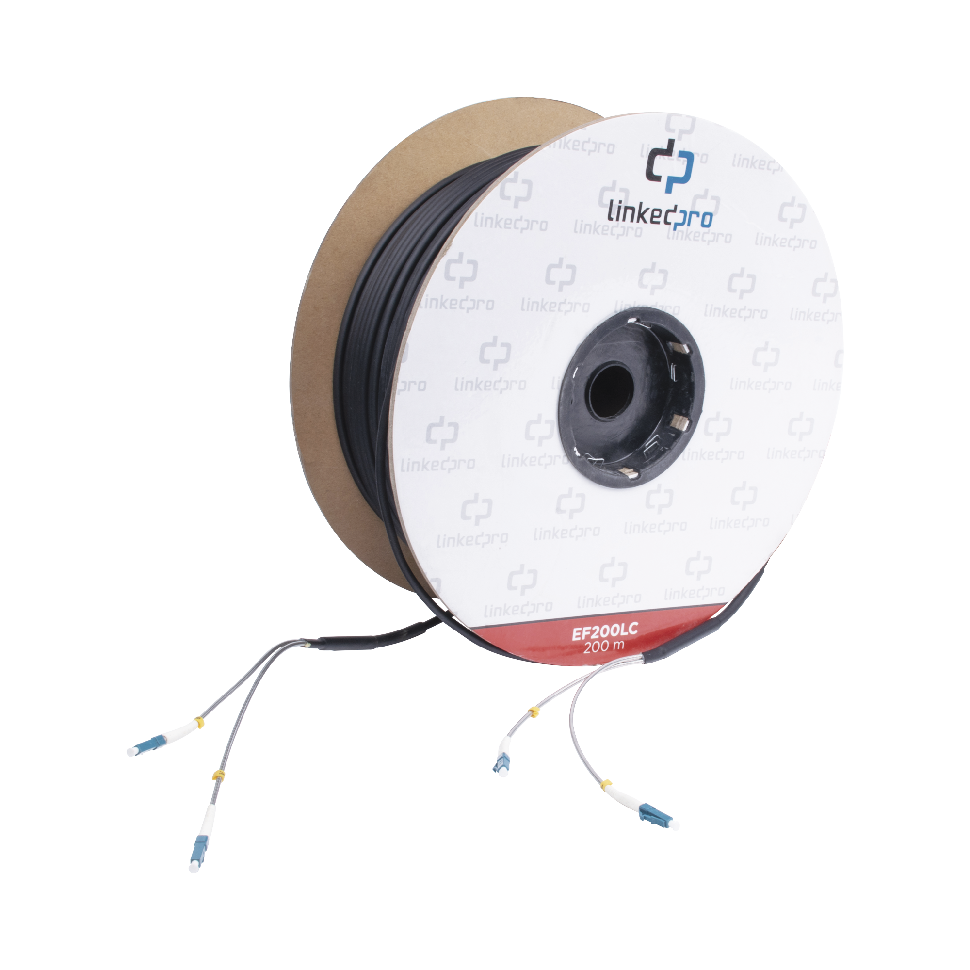 Carrete de Fibra Óptica Monomodo con Conectores LC-LC Duplex Reforzada con Kevlar de 200 Metros (656.17 Pies) Para Instalaciones Subterráneas por Tubería