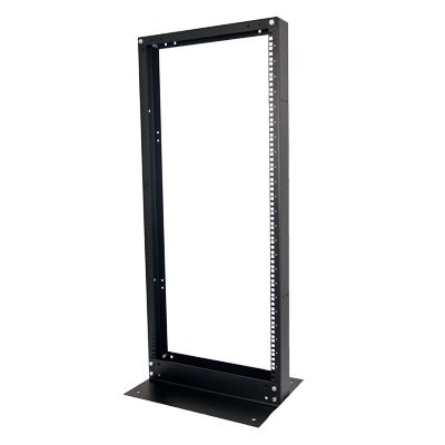 Rack de 2 Postes Estándar 19" 24 Unidades Fabricado en Acero Base "L" para Anclar a Piso.