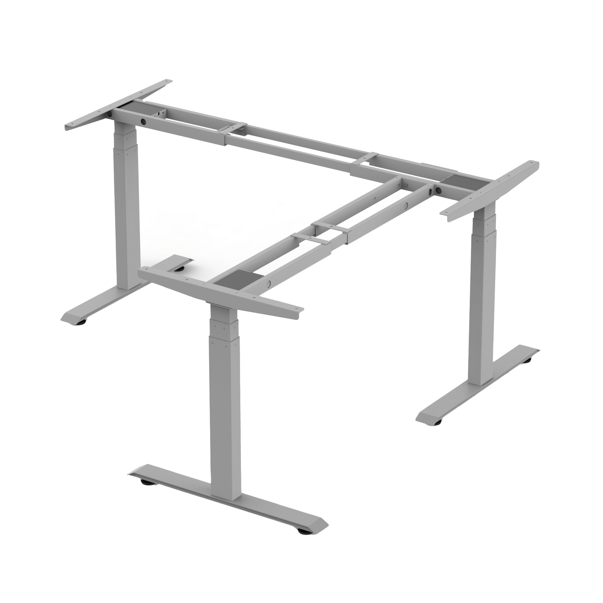 Base de Escritorio Motorizado Profesional Tipo L (3 Columnas) / Altura Ajustable 60-125cm / Estructura Estable / Funcionamiento Suave / 4 Preset de Posiciones / Color Gris / Soporta hasta 150Kg de car