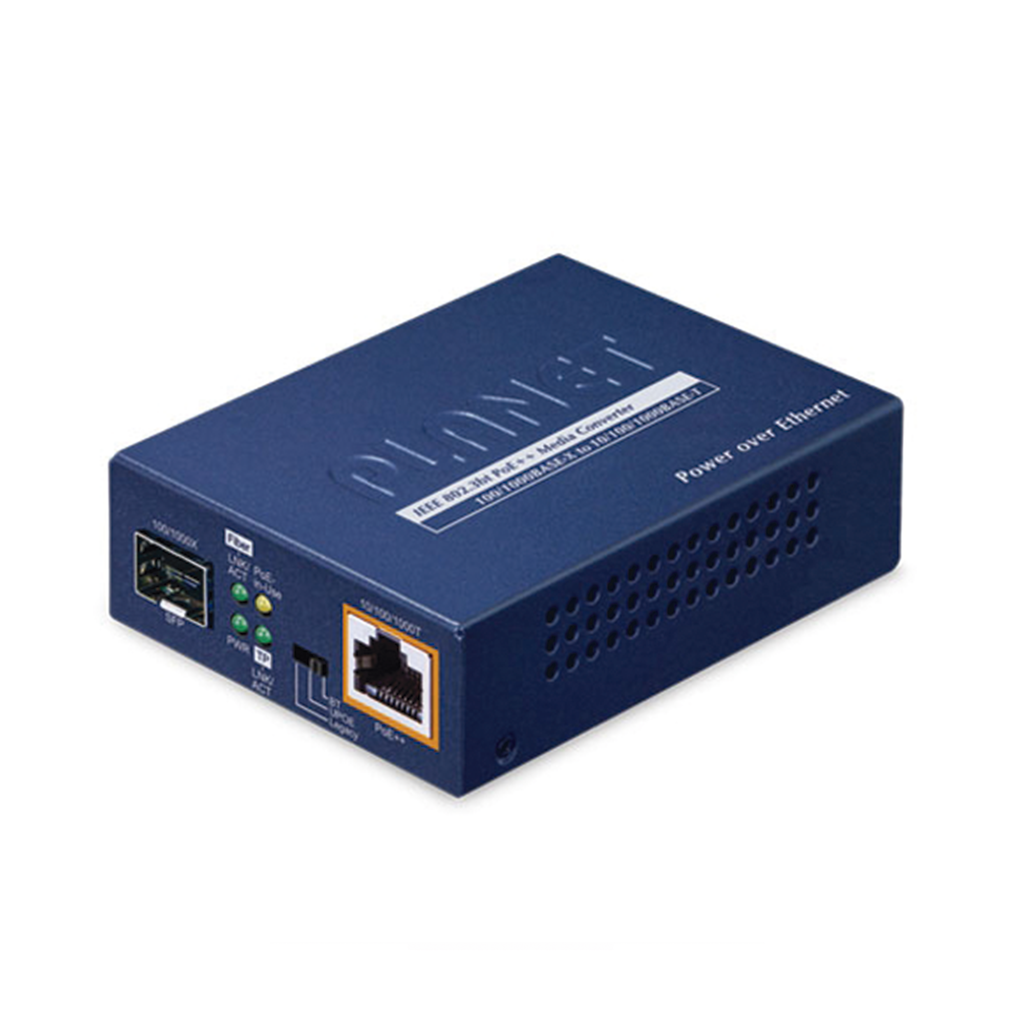 Convertidor de Medios PoE 1 Puerto RJ45 Gigabit con Salida PoE 802.3af/at/bt (Hasta 60 W)/ 1 Puerto SFP 100/1000BASE-X