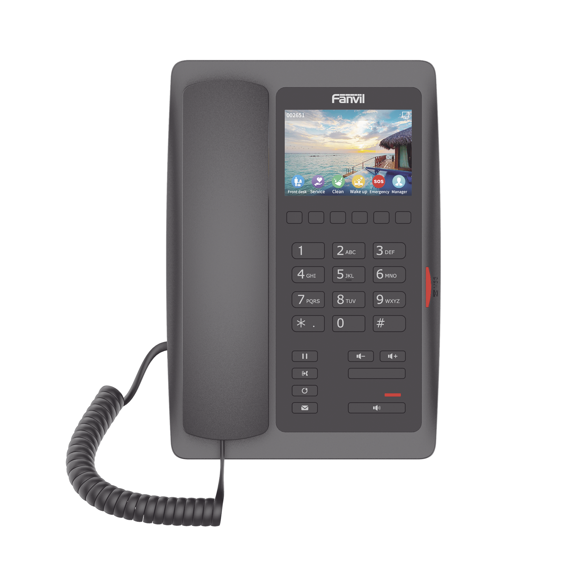 (H5W Color Negro)Teléfono IP WiFi para Hotelería profesional de gama alta con pantalla LCD de 3.5 pulgadas a color 6 teclas programables para servicio rápido (Hotline) PoE