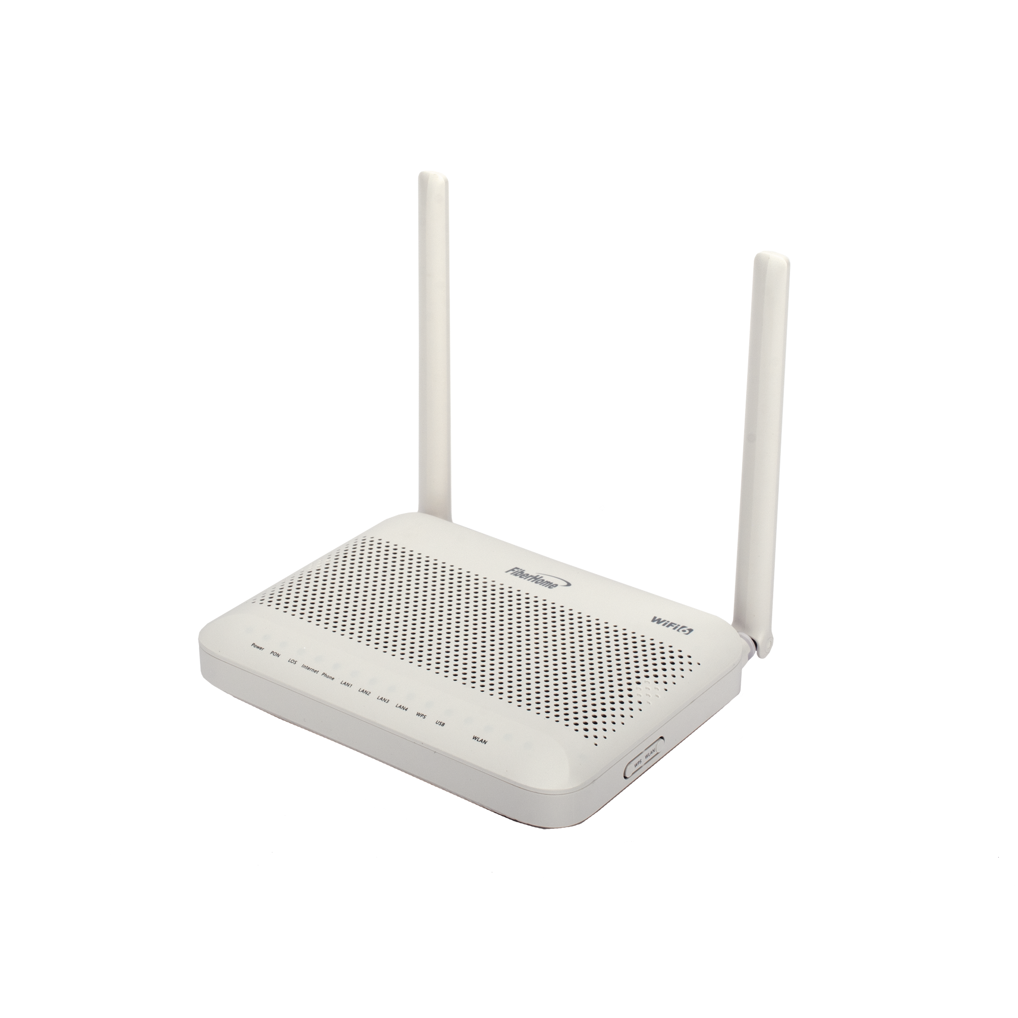 ONU GPON WiFi 6 (2.4/5 GHz) 2 Antenas de 5 dBi Compatible con OLT de Terceros 4 puertos Gigabit + 1 POTS + 2 USB conector SC/UPC