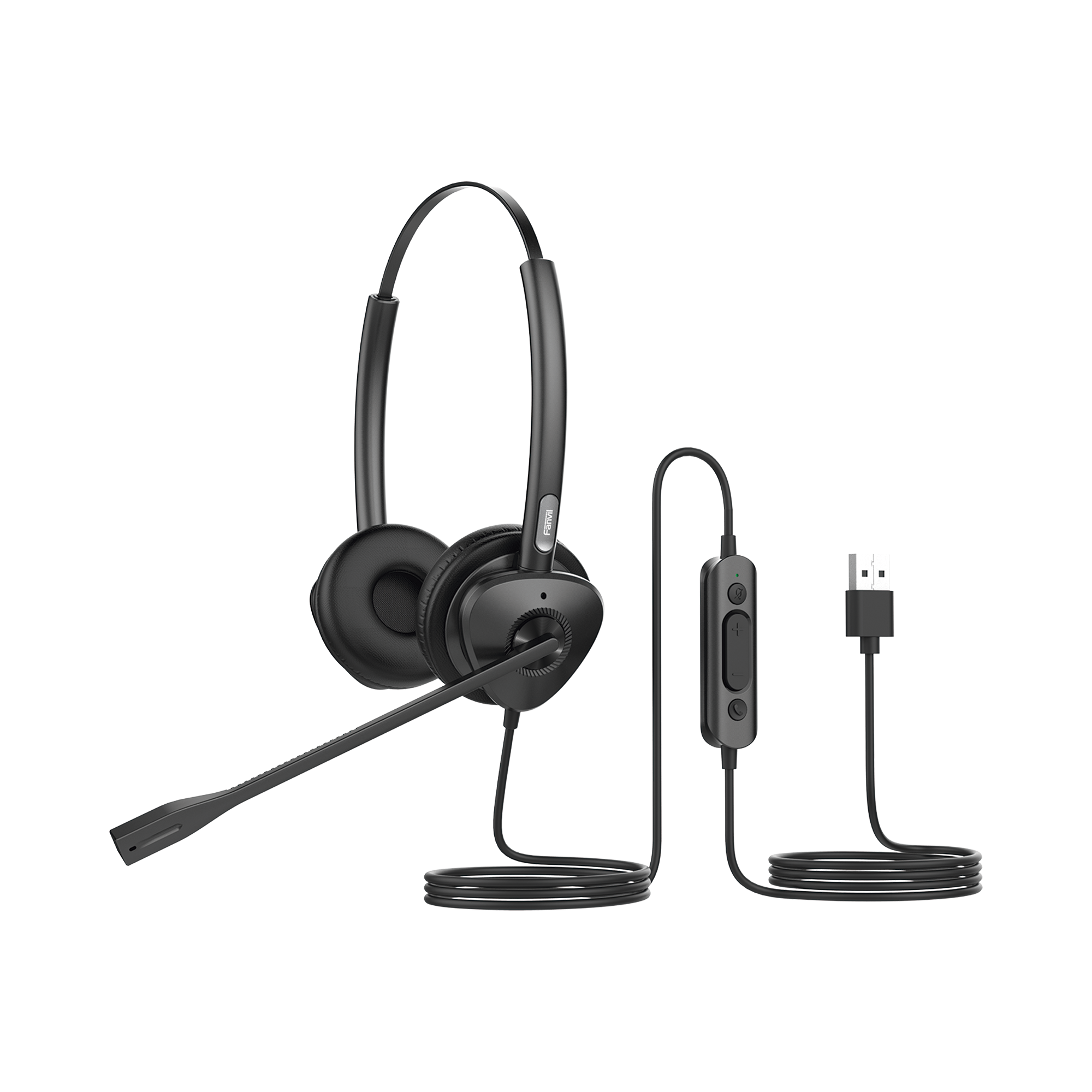 Diadema binaudal (duo) con tecnología antishock para teléfonos IP FANVIL USB con micrófono de cancelación de ruido larga durabilidad