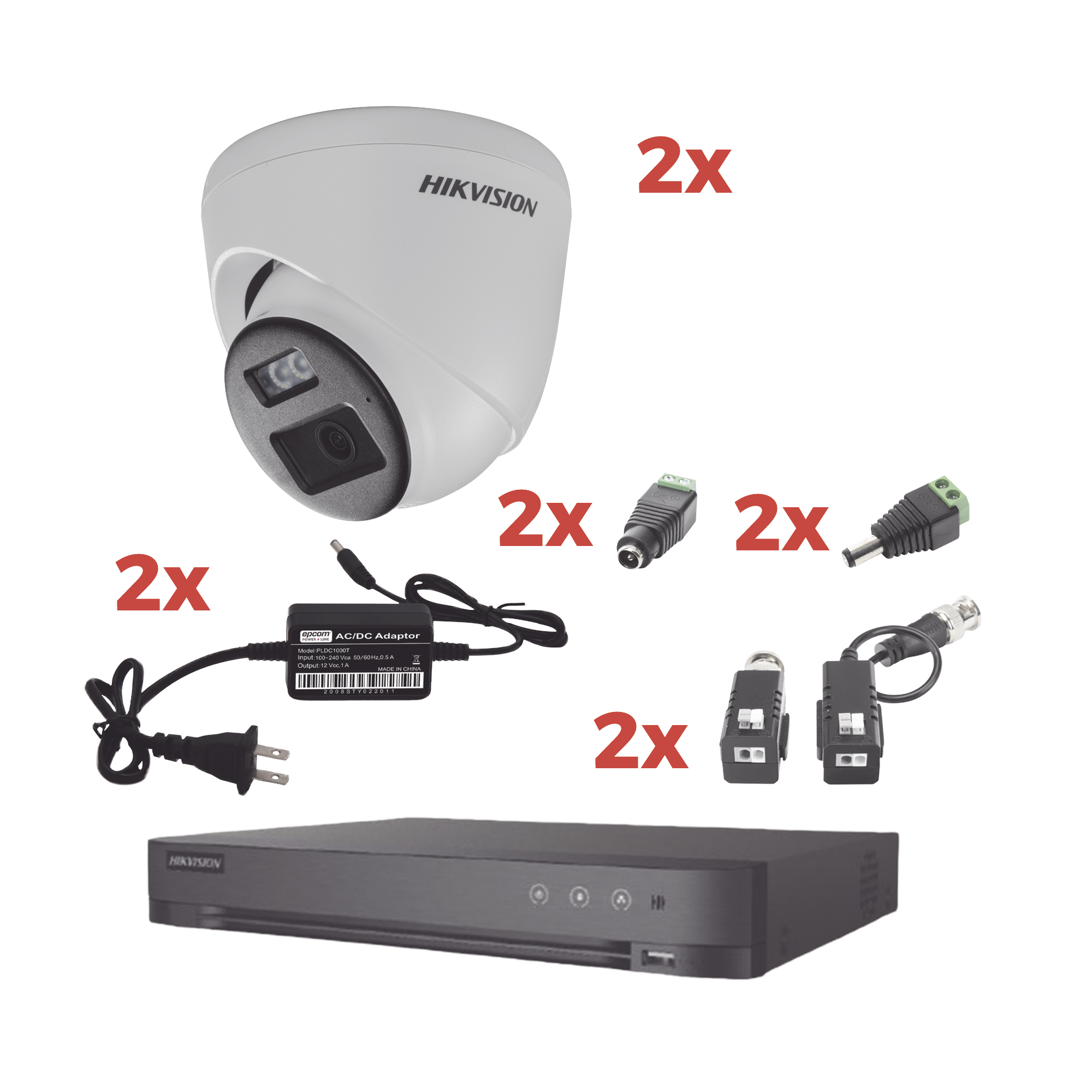 Kit Audio Bidireccional TurboHD 1080p / DVR 4 Canales / 2 Cámaras Eyeball (Exterior) con Bocina y Microfóno Integrado / 2 Fuentes de Poder / Accesorios
