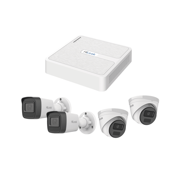 Kit IP 2 Megapixel / NVR de 8 Canales con 8 Puertos PoE / 2 Cámaras IP Bala para Exterior / 2 Cámaras IP Domo para Exterior | KIPH2B2D/2MP