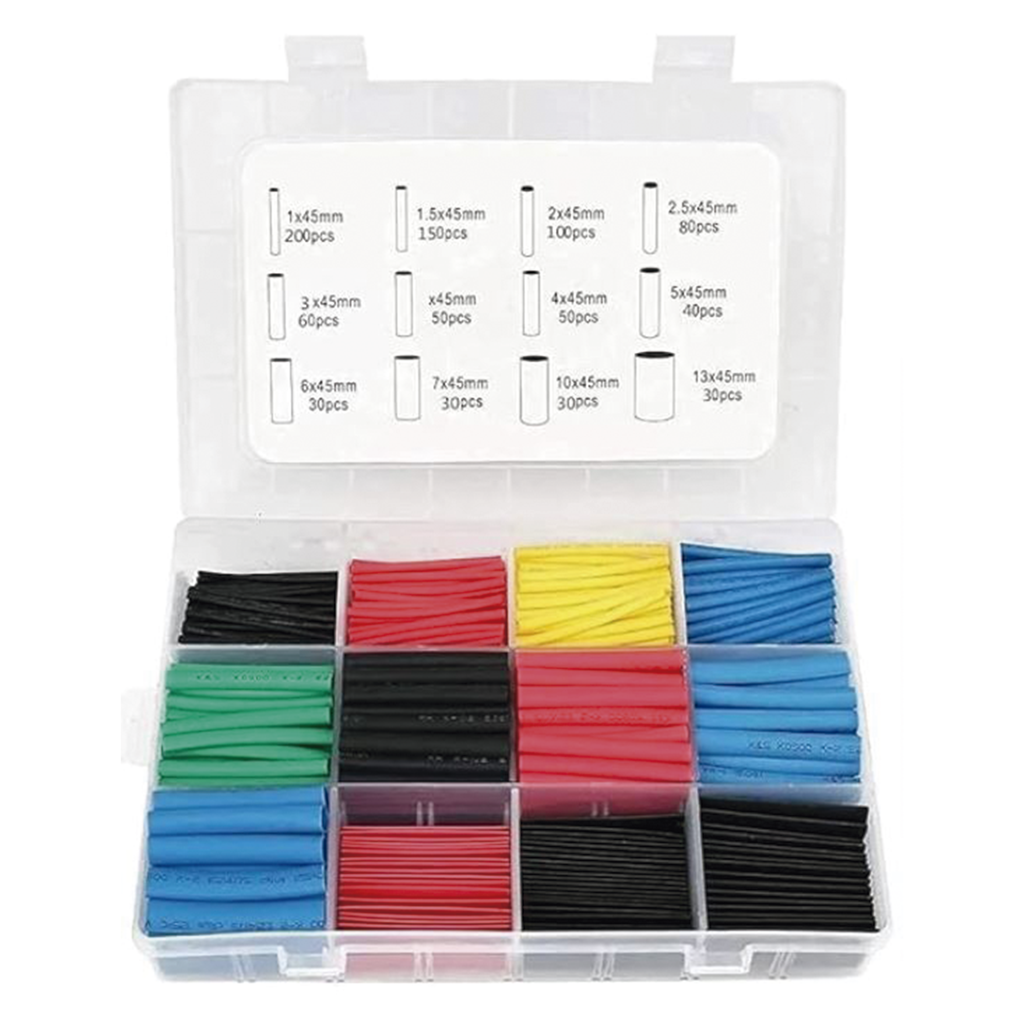 850 Tubos Termoencogibles (Termofit) 2:1 de 12 Diferentes Medidas