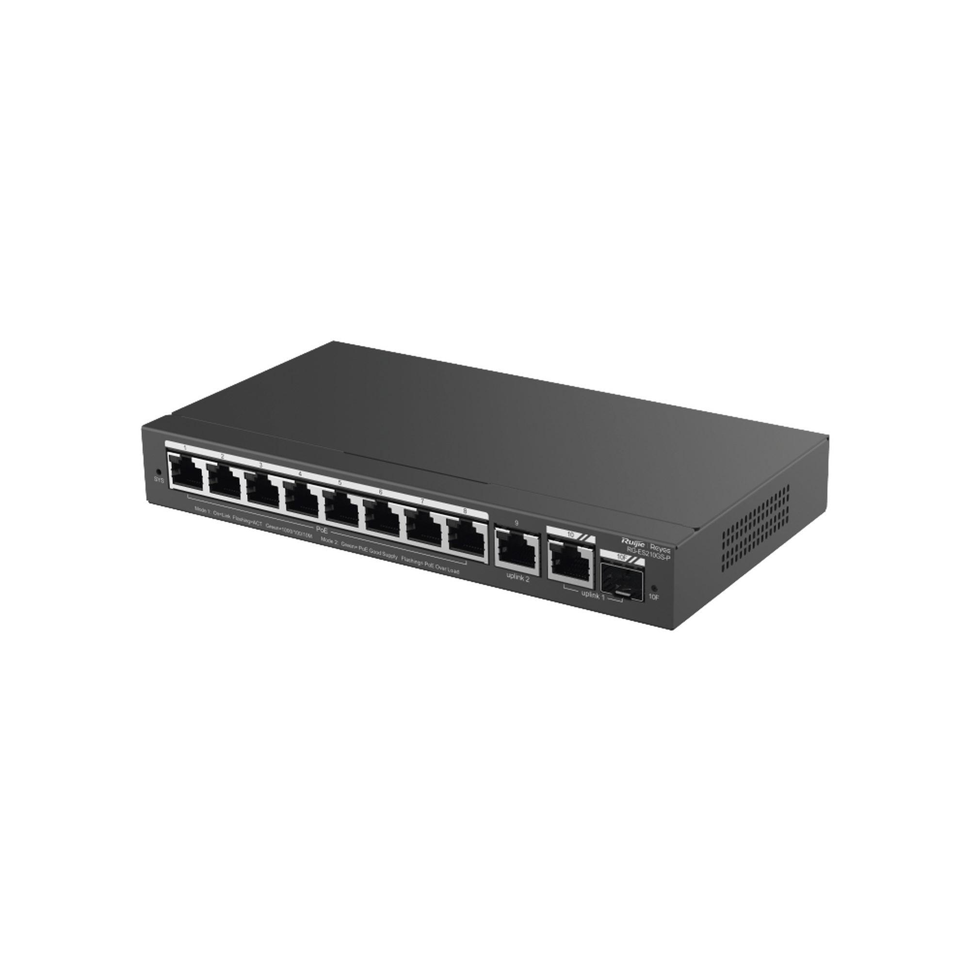 Switch Administrable con 8 puertos Gigabit PoE 2 Uplinks Gigabit (1 SFP) gestión gratuita desde la nube