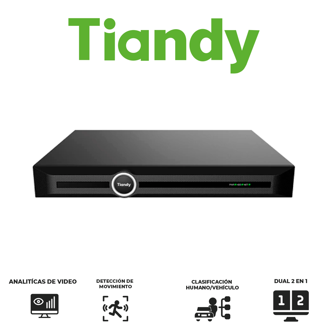 NVR AI 20CH LITE S.265 2HDD - ONVIF - Requiere Switch PoE 10/100/1000 adicional - Max.: 16MP / 160Mbps