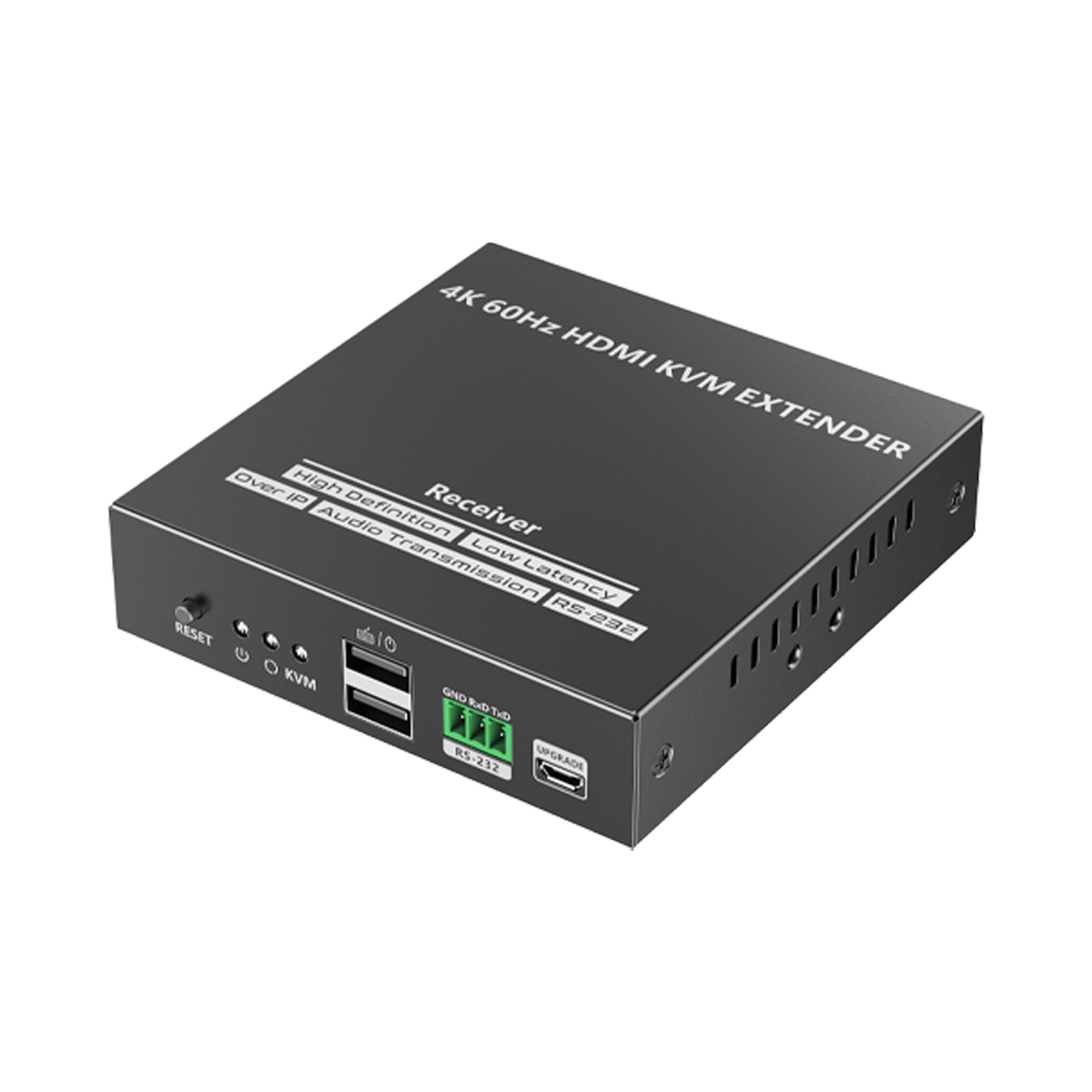 Receptor Compatible para Kit TT582-KVM |4K @60Hz | Cat 6 6a y 7 |  hasta 150 metros | Transmite el Video y Controla tu DVR vía USB a distancia