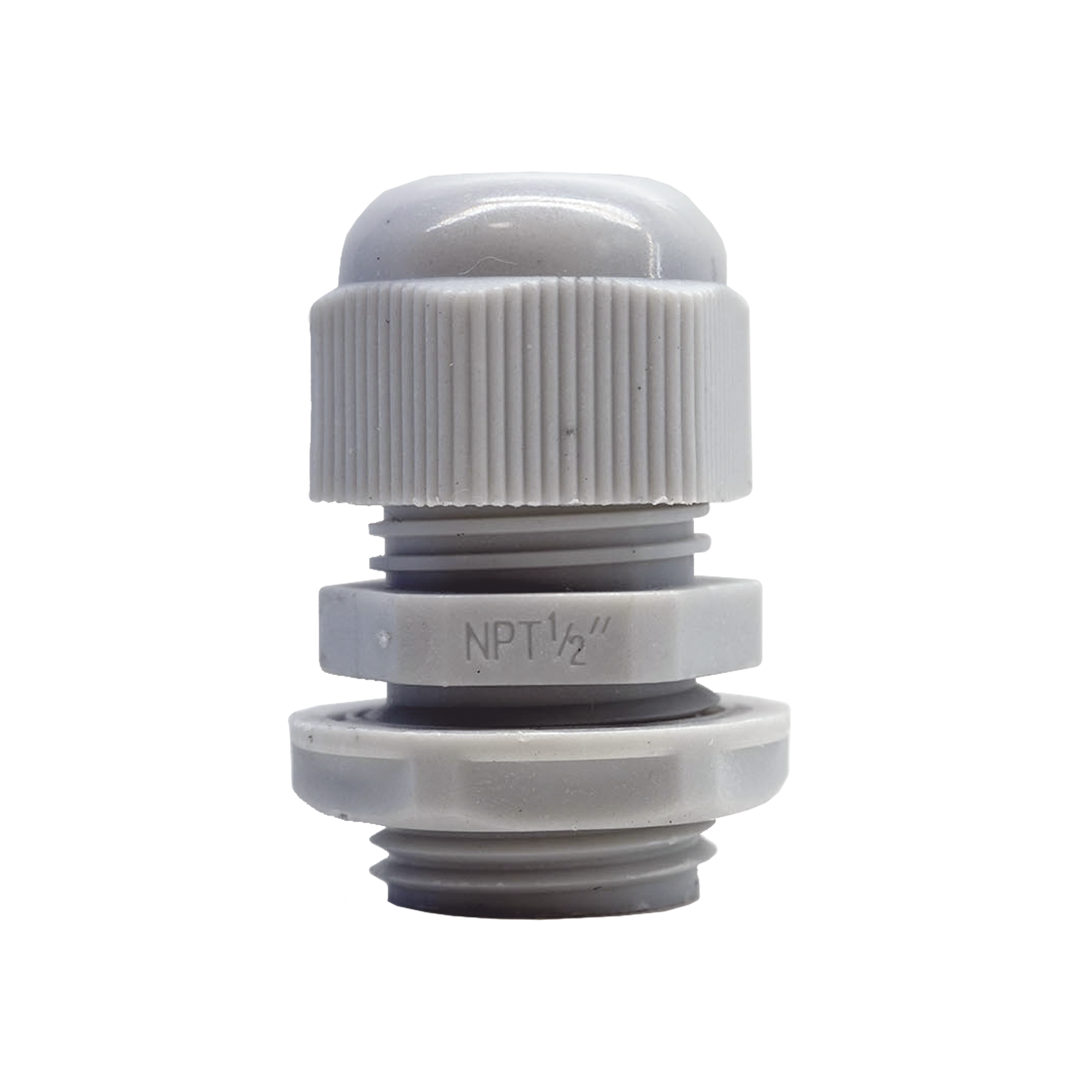 Conector Plástico Blanco Tipo Glándula para Rosca NPT 1/2"