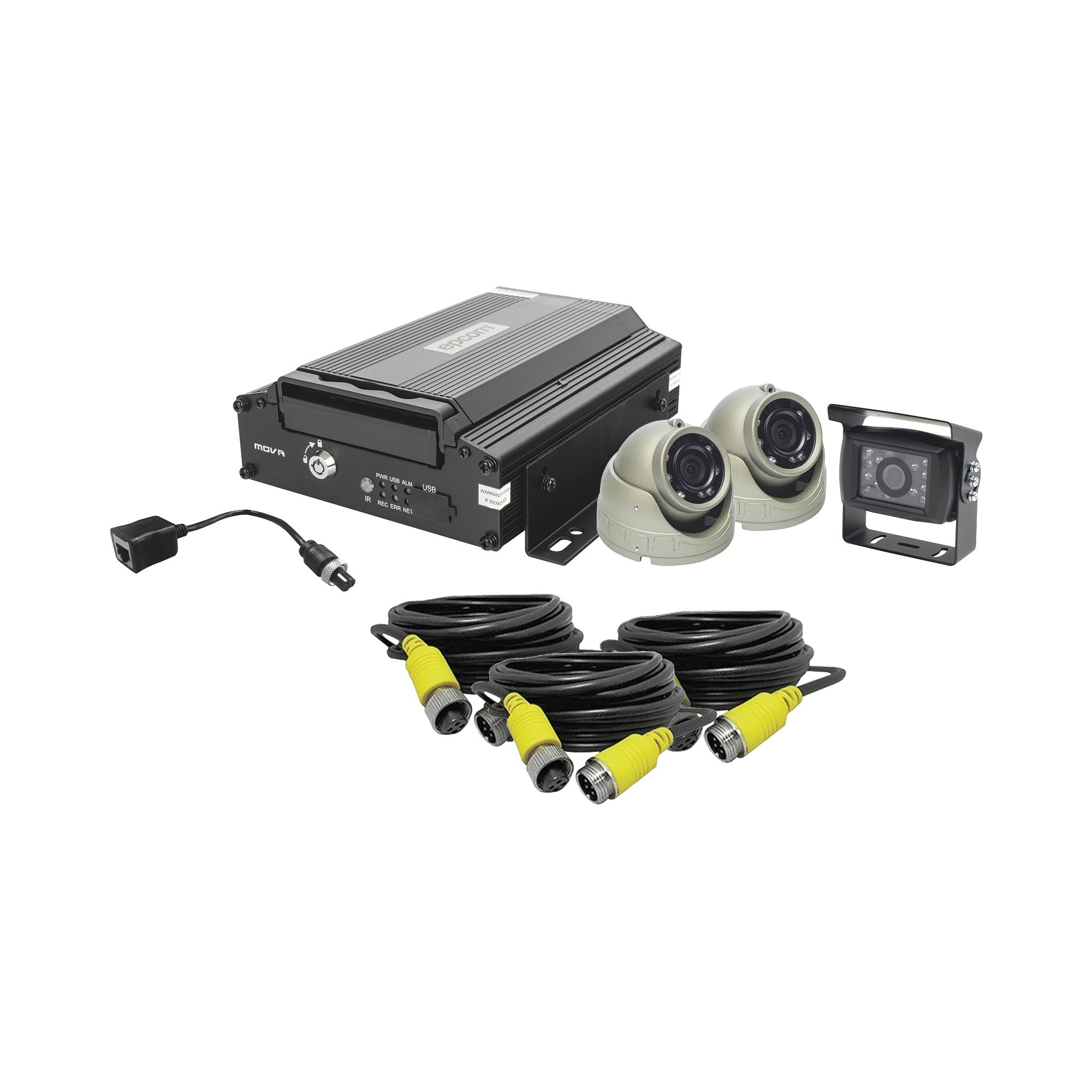 KIT DVR PARA VEHICULO /  INCLUYE /  CÁMARAS PARA INTERIOR /  CÁMARA PARA EXTERIOR / 2MP AHD /  CABLES EXTENSORES / ADAPTADOR LAN.