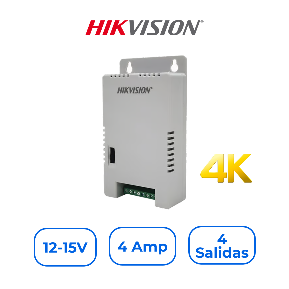 Hikvision DS-2FA1225-C4/K Fuente Distribuidora 12-15V 4A 4k