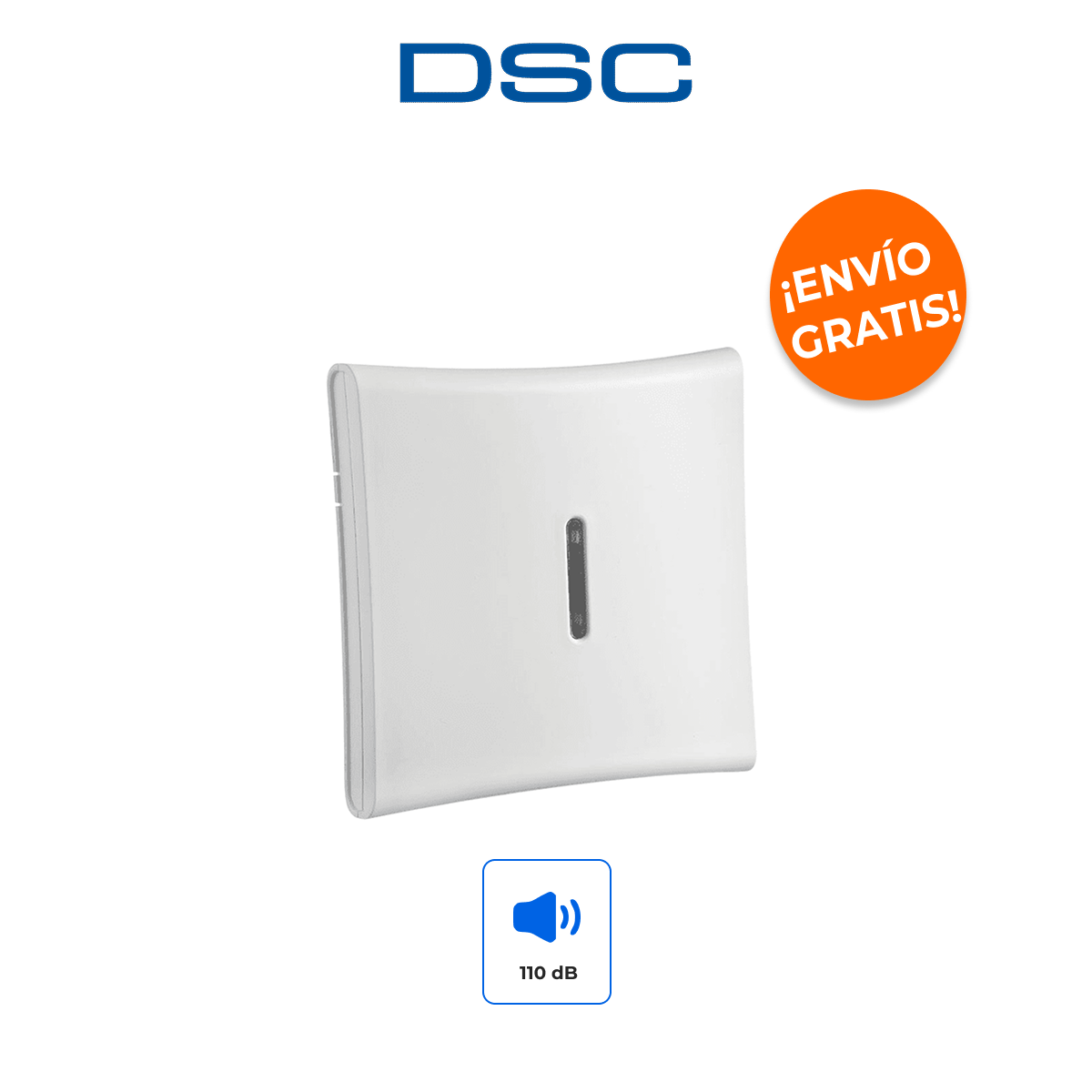 DSC PG9901 BATT Sirena Inalámbrica Interior 110dB PowerG con Estrobo Blanco y Batería de 8 Años