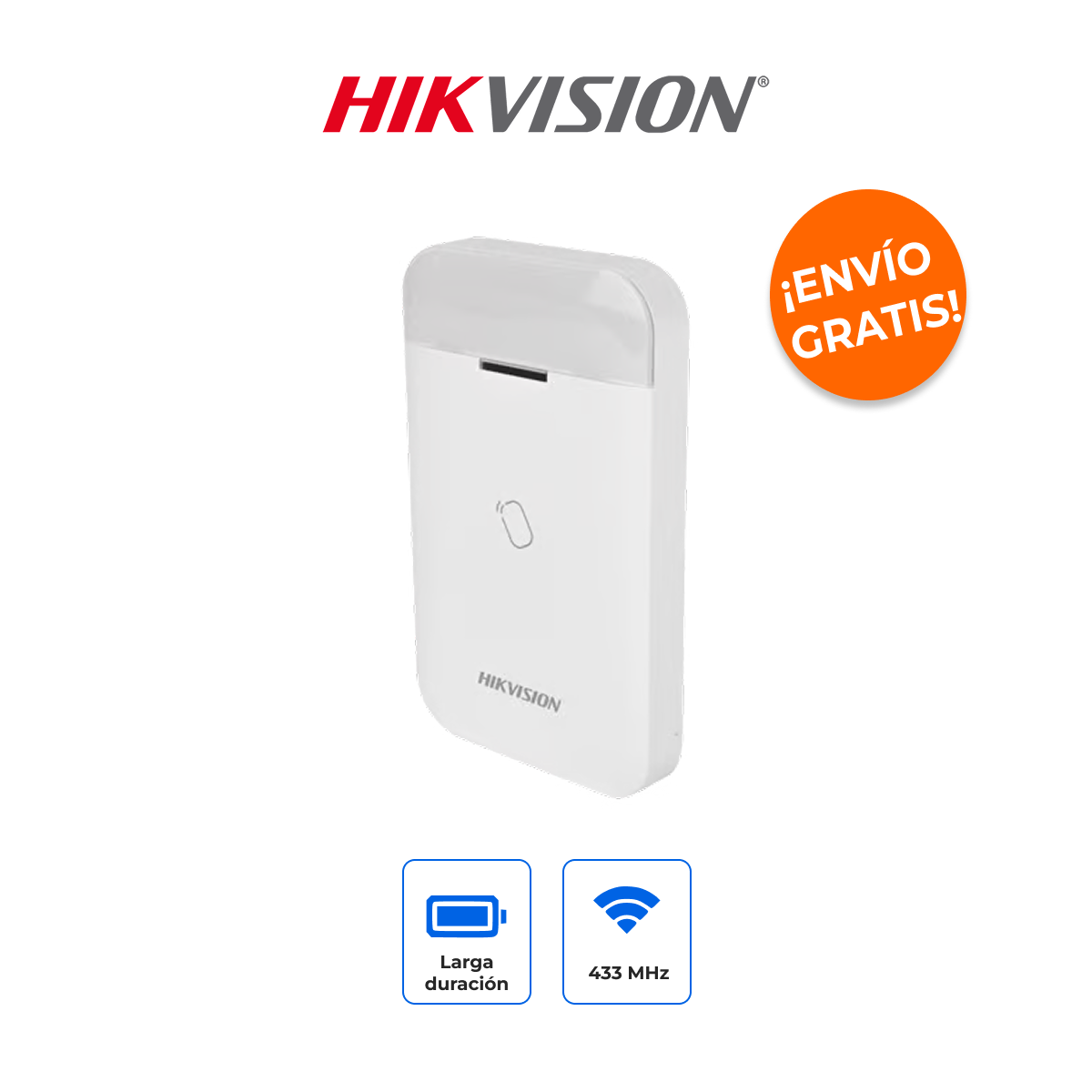 HIKVISION DS-PT1-WB Lector de TAGs Inalámbrico Pro para Alarma AX PRO (Incluye 2 TAGs)