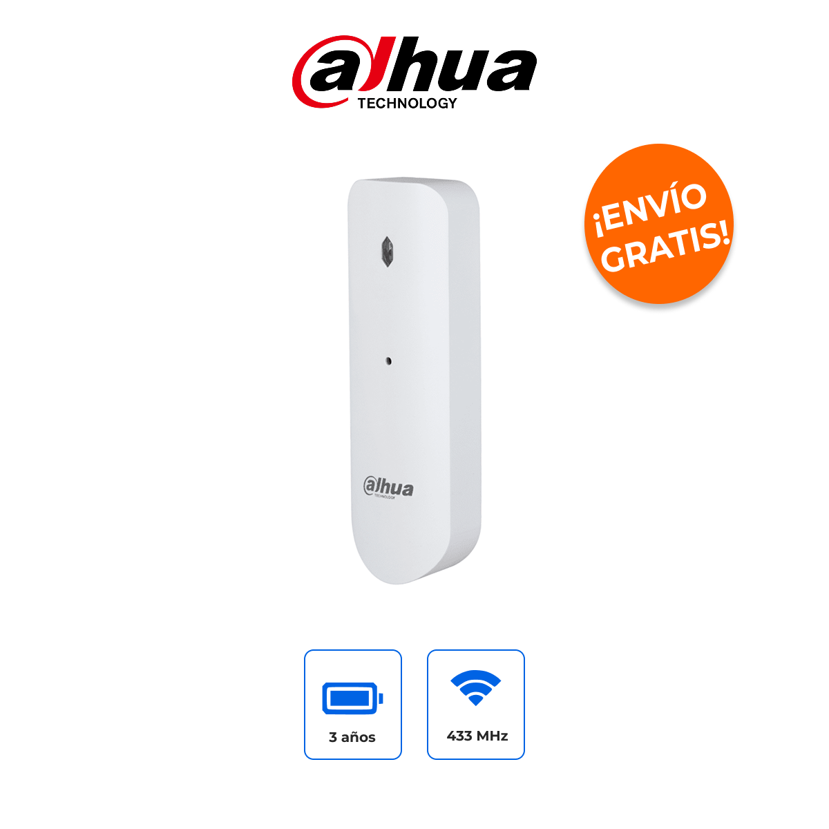 Dahua DHI-ARD512-W2 - Detector de Rotura de Cristal Inalámbrico de Doble Frecuencia AirShield