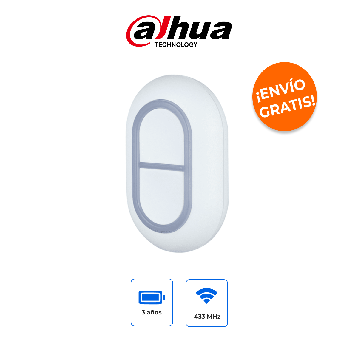 Dahua DHI-ARD822-W2 - Botón de Pánico Doble Inalámbrico de Grado Comercial AirShield a 433 MHz
