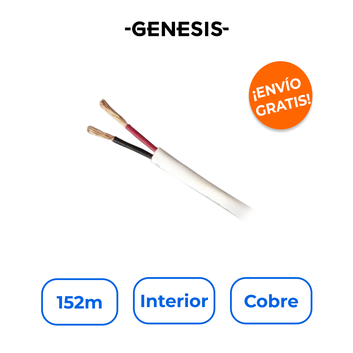 GENESIS 5475-5501/500 Cable Audio Pro 2x14 AWG Cobre Libre de Oxígeno 152m Riser