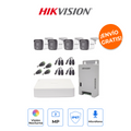 HIKVISION KH1080P4BSFH Kit 4 Canales 2MP con Micrófono, Luz Híbrida y Gran Angular 101°