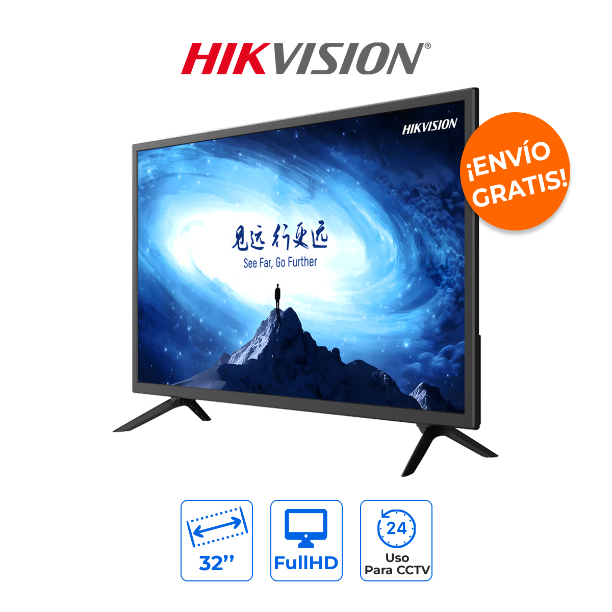 HIKVISION DS-D5032F3-1V0S Monitor LED de 32" Full HD para Uso 24/7 con Altavoces Potentes