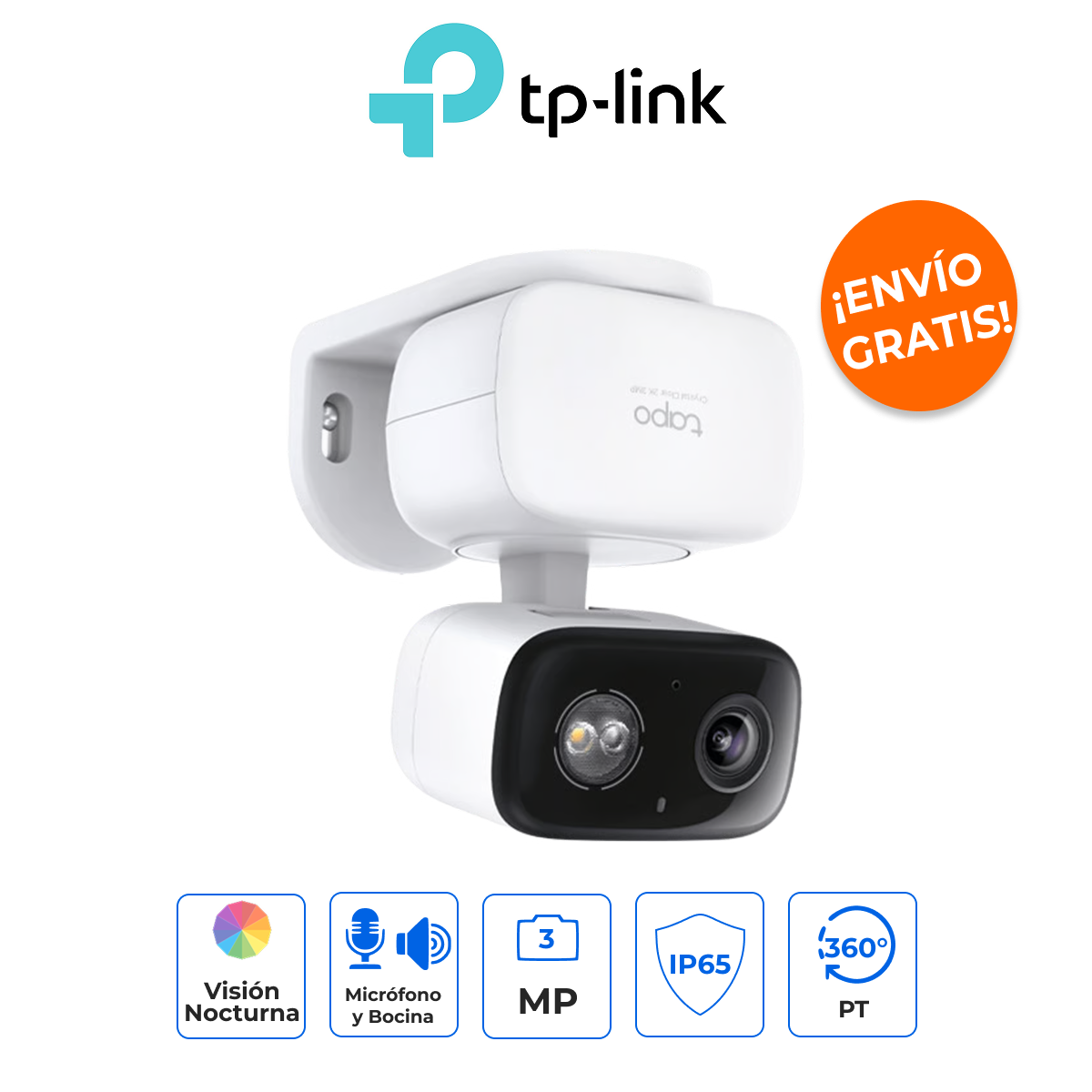 TP-LINK TAPO-C216 - Cámara de Seguridad Wi-Fi PTZ 2K (3MP) con Visión Nocturna a Color y Seguimiento IA