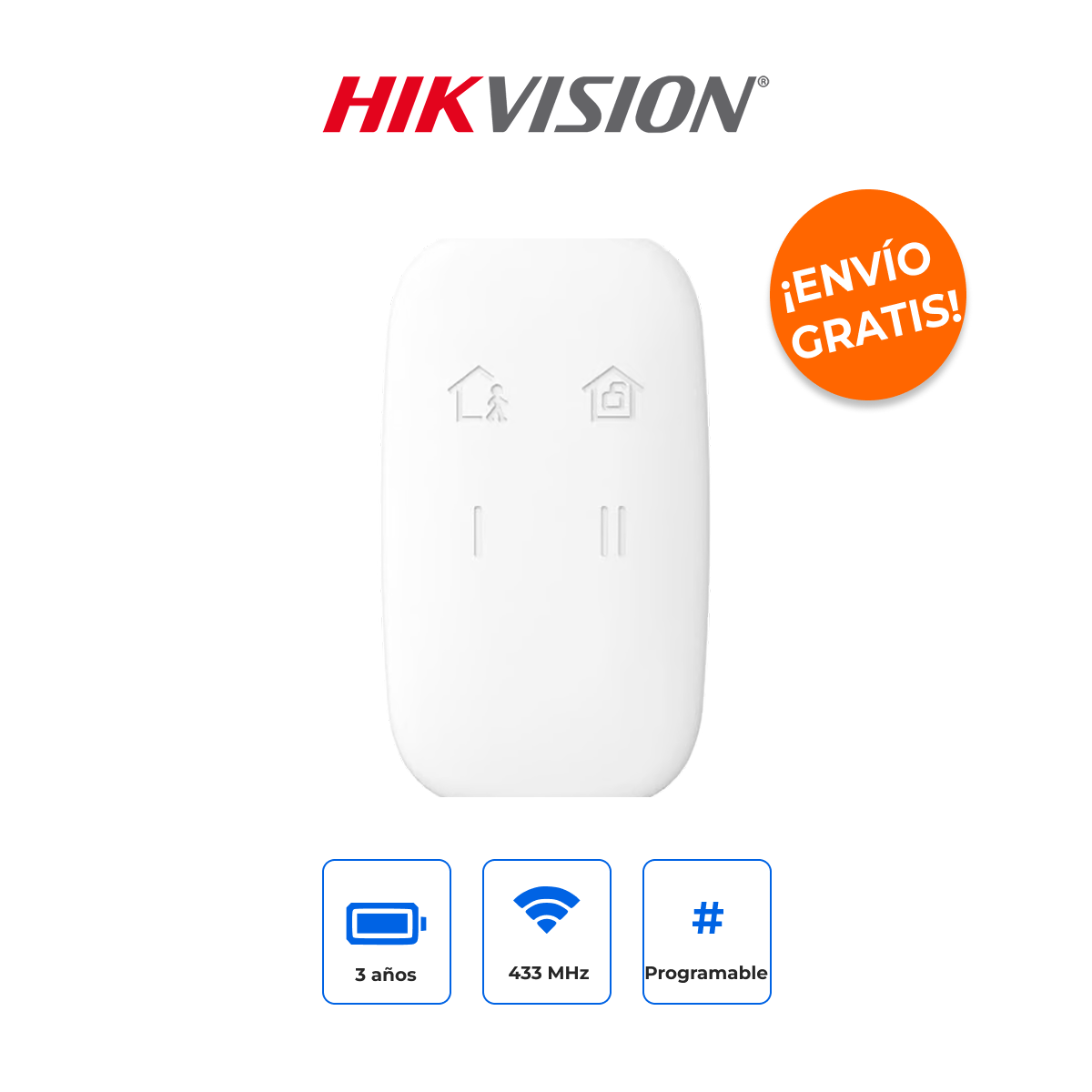 HIKVISION DS-PKF1-WB(B) Control Remoto Inalámbrico Pro para Alarma AX PRO