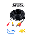Saxxon 100% Cobre SX-WB30 Cable Siamés Prearmado BNC y Alimentación 30m