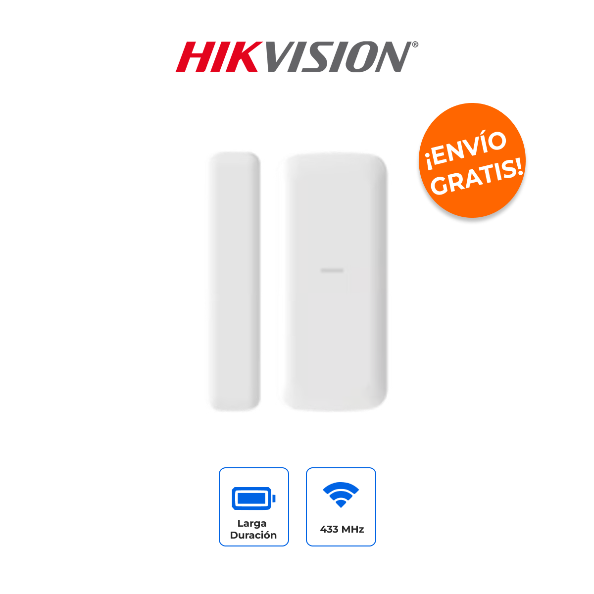 HIKVISION DS-PDMCS-EG2-WB(B) Contacto Magnético Inalámbrico Slim para Alarma AX PRO