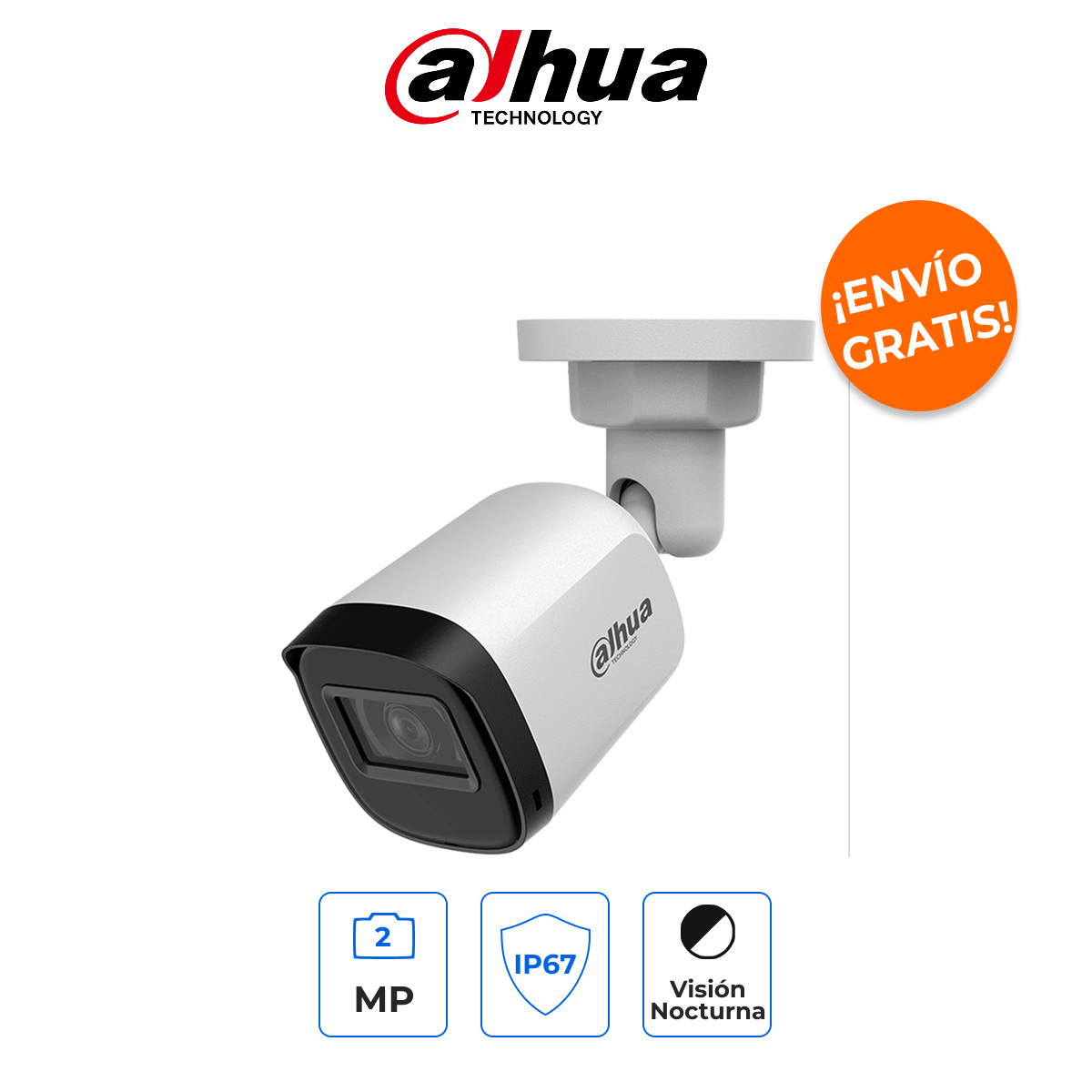 Dahua DH-HAC-B1A21N-U-0280B - Cámara Bullet 1080p Full HD con Visión Nocturna de 30m