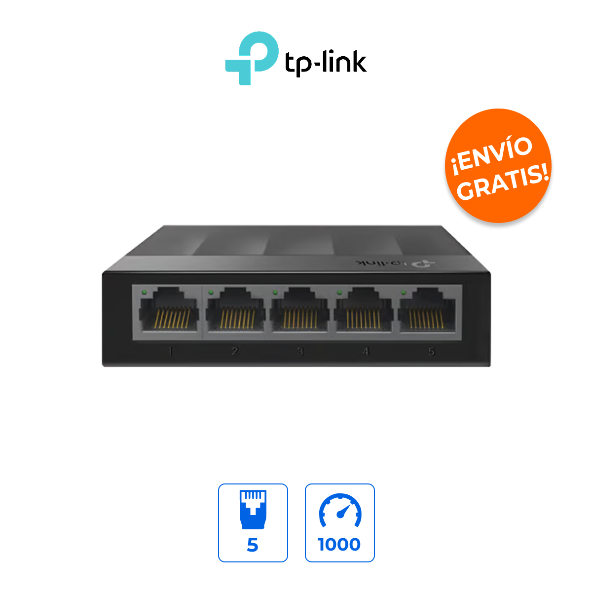 TP-LINK LS1005G Switch para Escritorio de 5 Puertos Gigabit 10/100/1000Mbps