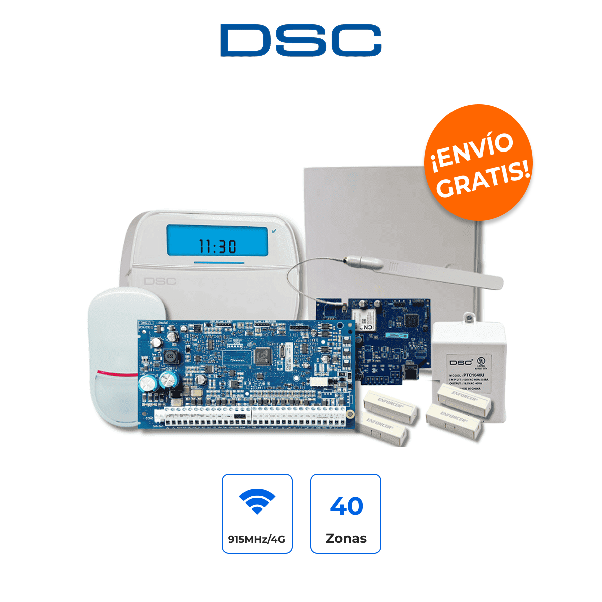 DSC NEO-ICON-IPLTE-SB Kit Alarma 32 Zonas con Comunicador Dual IP/4G y Sensores Cableados