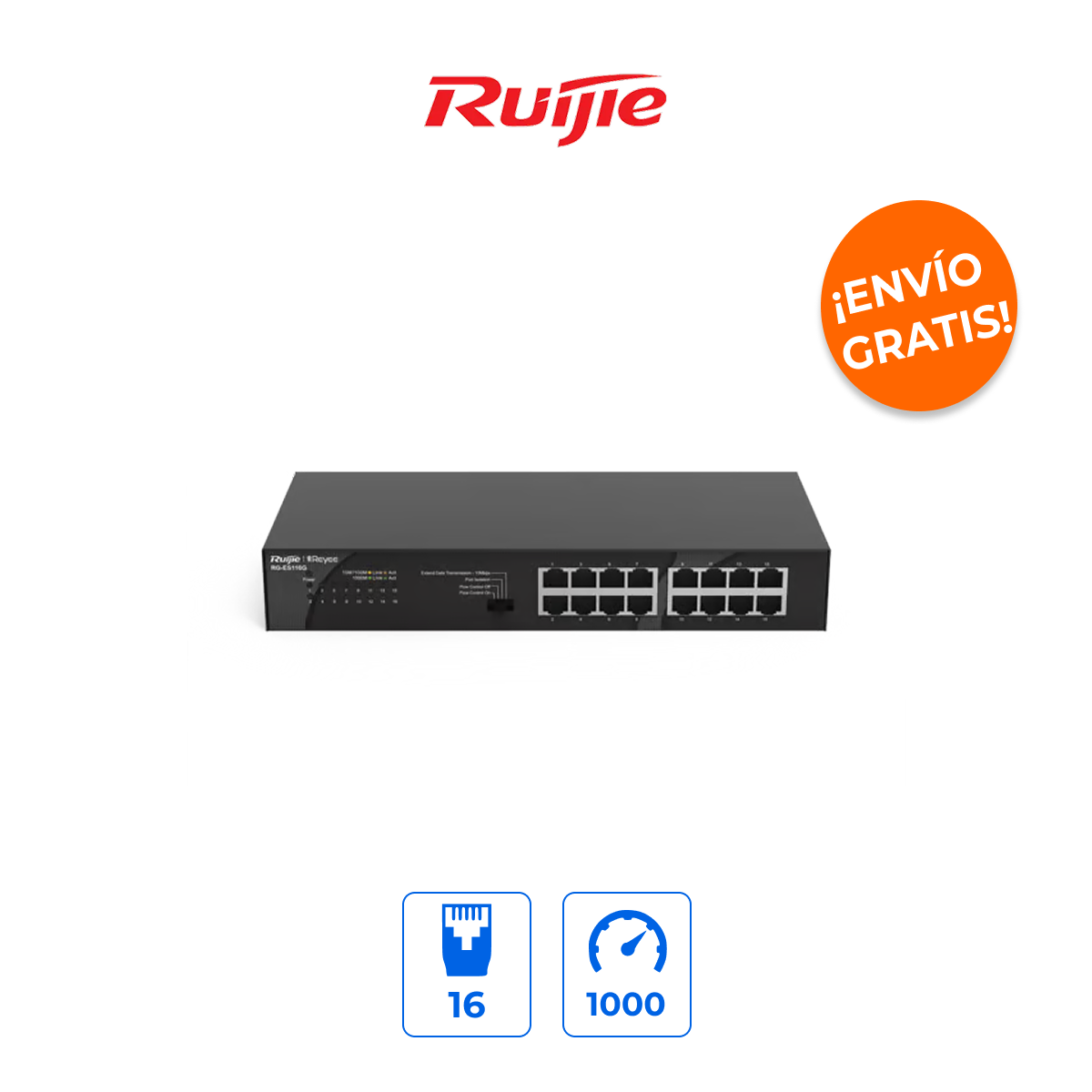Ruijie RG-ES116G-L Switch 16 Puertos Gigabit con Gestión en la Nube