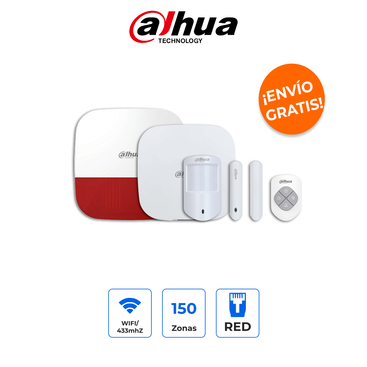 DAHUA PAQUETE RESIDENCIAL Kit de Alarma WiFi AirShield con Sirena Inalámbrica Exterior IP65