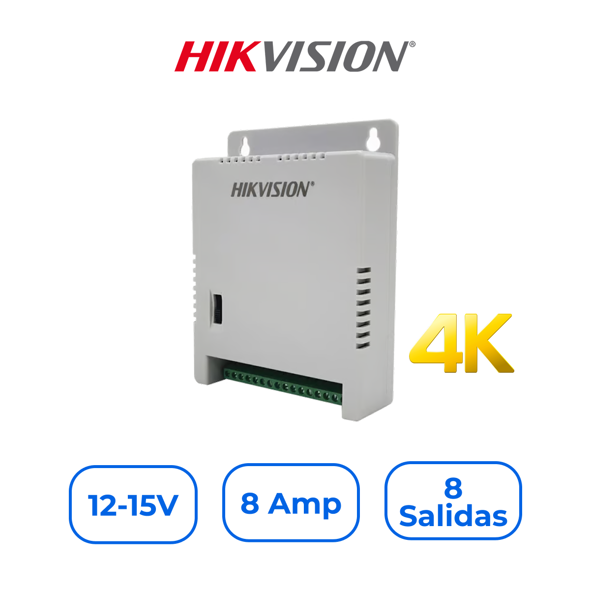 Hikvision DS-2FA1205-C8/K Fuente de Poder Distribuidora 12V 8A 8 Canales