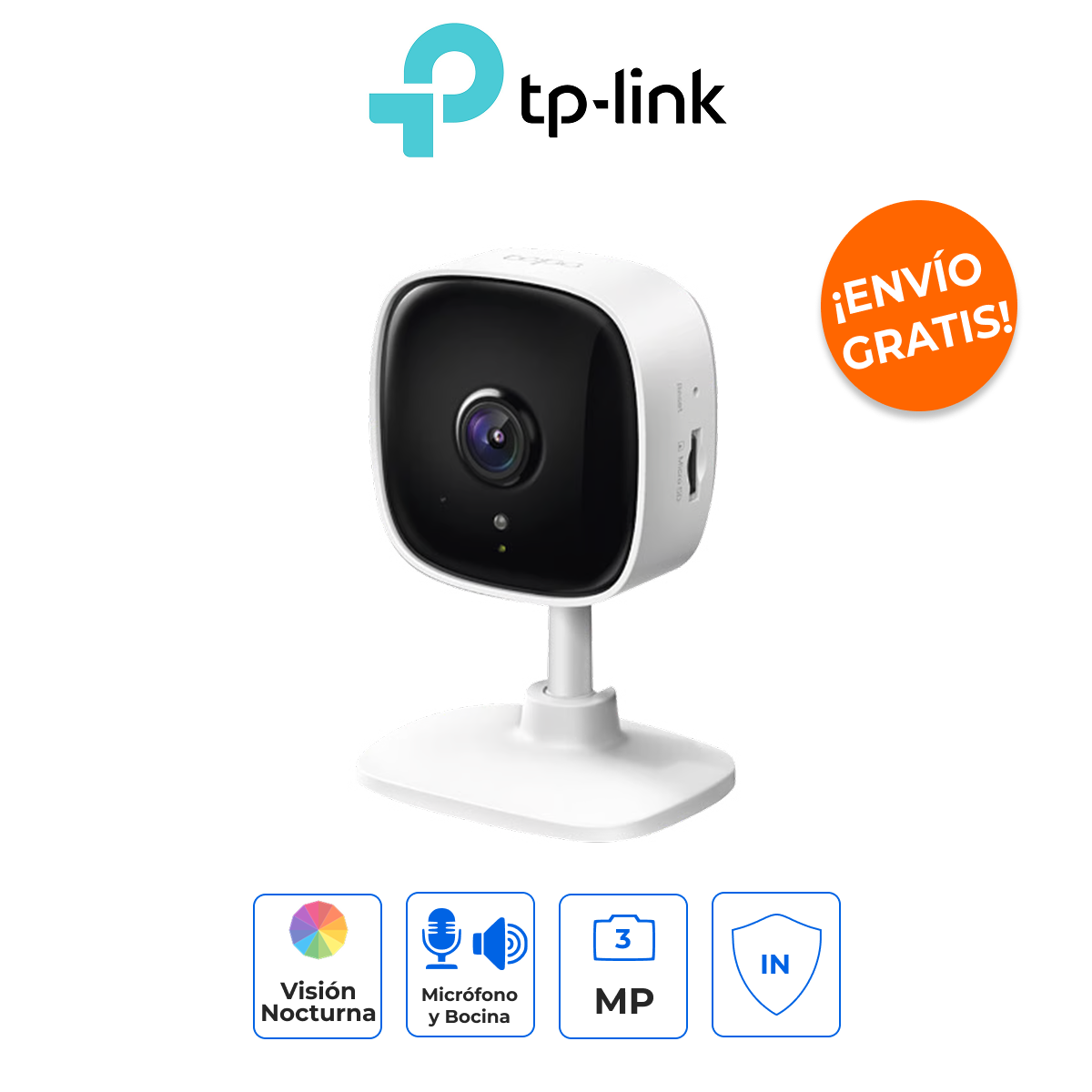 TP-LINK TAPO-C110 - Cámara IP Wi-Fi de 3MP (2K) para Hogar con Visión Nocturna e Integración por Voz