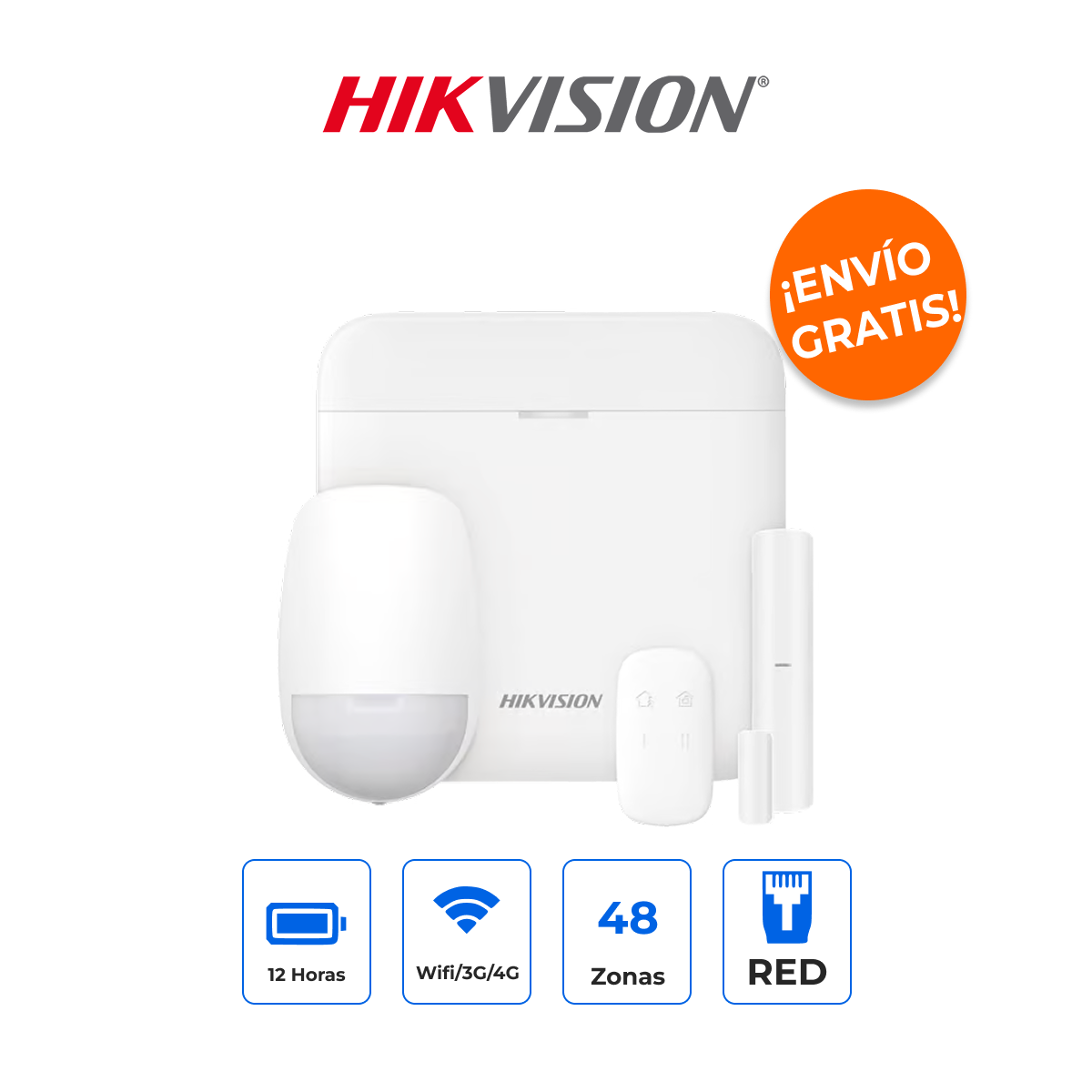 HIKVISION DS-PWA48-KS Kit de Alarma Inteligente AX PRO 48 Zonas con WiFi y Respaldo 4G LTE