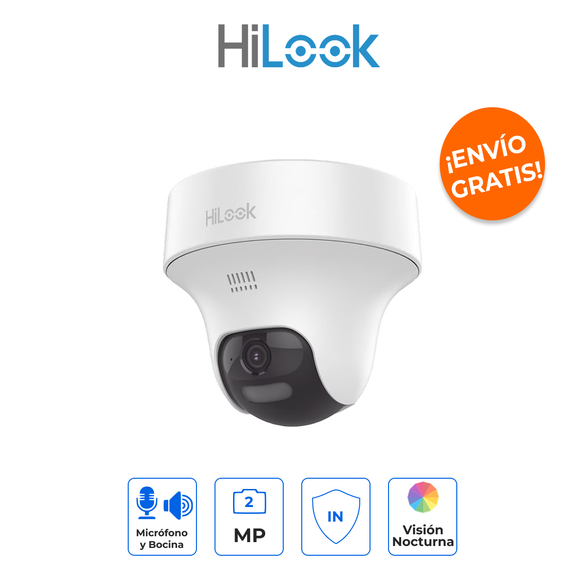 HILOOK THC-T127-PTLTS Turret PT 2MP Dual Light con Audio Bidireccional Full Duplex