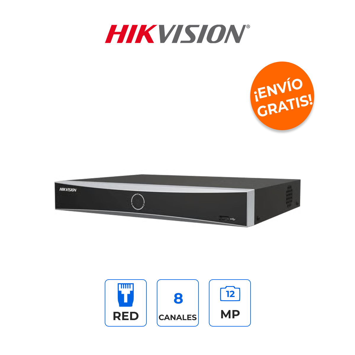 HIKVISION DS-7608NXI-K1(E) NVR 8 Canales 12MP 4K con Reconocimiento Facial y AcuSense
