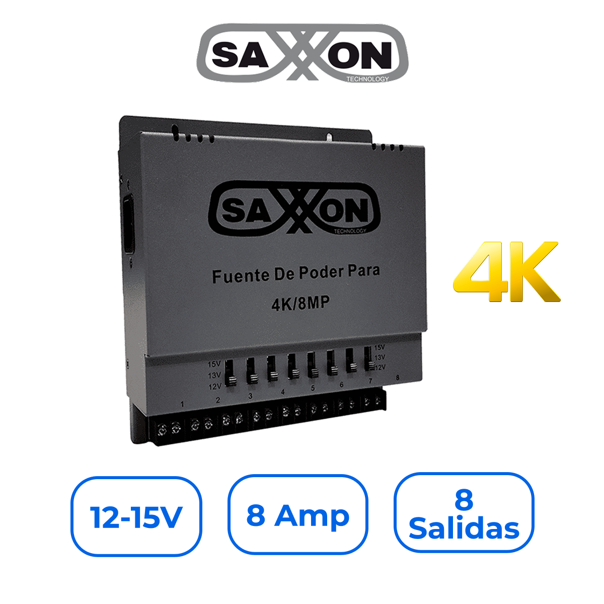 Saxxon PSU1208A-4K Fuente de Poder Regulada Distribuidora 12-15V 8A