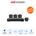 HIKVISION NK44W0H-1T(E) Kit IP Inalámbrico 4MP 2K con NVR, 4 Cámaras Bala y HDD 1TB
