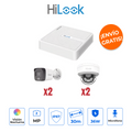 HILOOK KIP2MP/2B2D Kit IP 2MP con NVR PoE, 2 Balas Dual Light con Micrófono y 2 Domos Exterior