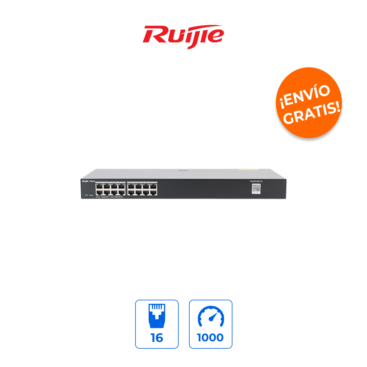 Ruijie RG-ES216GC-V2 Switch Inteligente Administrable 16 Puertos Gigabit