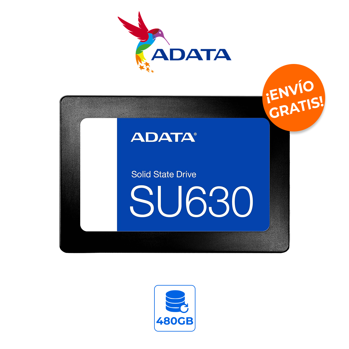 ADATA SU630 Unidad de Estado Sólido 480GB SATA III 3D QLC de Alta Velocidad