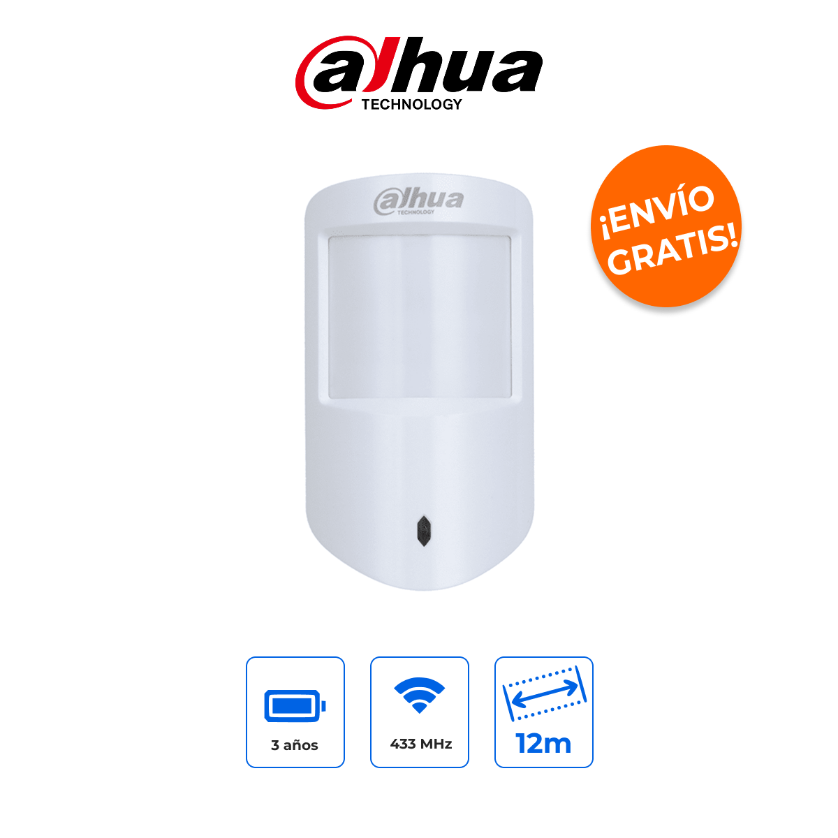Dahua DHI-ARD2231-W2 - Detector de Movimiento Inalámbrico de Doble Tecnología (PIR + Microondas) AirShield