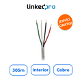 LINKEDPRO LP224W/1000 Bobina de 305m de Cable 4x22 AWG 100% Cobre con Certificación CM