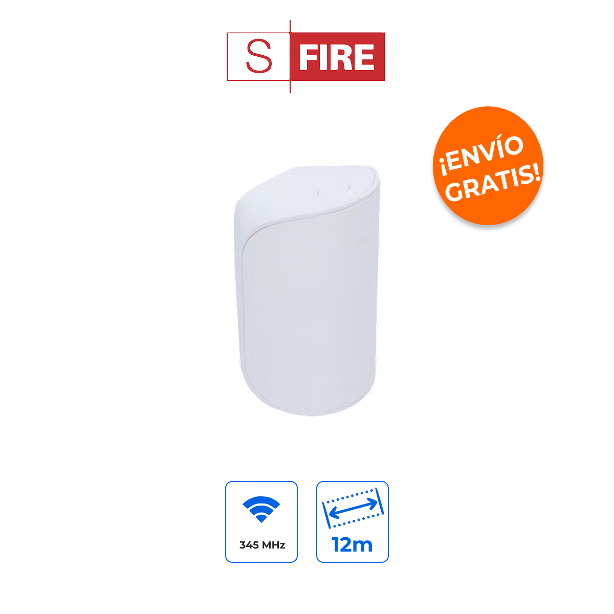 SFIRE SFWST742 Detector de Movimiento Inalámbrico 345MHz con Inmunidad a Mascotas 31kg